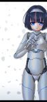  1girl android black_hair blue_eyes hand_on_own_chest kurogane_daichi original robot robot_joints 