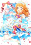  aikatsu! birthday blush braids dress gloves happy oozora_akari orange_hair pink_eyes ribbon short_hair tiara 