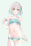  1girl bikini bikini_pull green_eyes hei_(tonarinohey) short_hair silver_hair standing swimsuit yama_no_susume yukimura_aoi 
