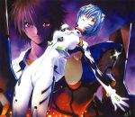  ayanami_rei blue_hair eva_00 highres nagisa_kaworu neon_genesis_evangelion official_art plugsuit red_eyes sadamoto_yoshiyuki scan short_hair 