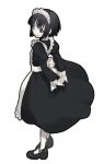  arms_behind_back bob_cut interlocked_fingers maid maid_headdress monochrome shirley shirley_medison smile you2 