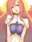  breasts brown_eyes capelet gundam gundam_seed gundam_seed_destiny hair_ornament head_tilt humio large_breasts lips long_hair meer_campbell pink_hair sketch 