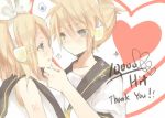  blonde_hair blue_eyes blush embarrassed hair_ornament hair_ribbon hairclip heca hits incest kagamine_len kagamine_rin ribbon sailor_collar short_hair siblings twincest twins vocaloid 