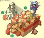 blonde_hair blue_eyes blue_hair box cardboard_box fire_emblem fire_emblem:_souen_no_kiseki fire_emblem_path_of_radiance gloom_(expression) gloves hat headband ike in_container kirby_(series) link mario mask meta_knight metal_gear_solid nintendo pointy_ears sleeping solid_snake super_smash_bros. the_legend_of_zelda waddle_dee waddle_doo yellow_eyes 