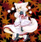  animal_ears detached_sleeves geta hat hinokiya inubashiri_momiji red_eyes short_hair solo tabi tail tengu-geta tokin_hat touhou white_hair wolf_ears wolf_tail 