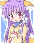 blush cat_ears clannad fujibayashi_kyou long_hair lowres oekaki purple_eyes purple_hair school_uniform violet_eyes 