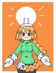  gloves light_bulb lightbulb long_hair lowres orange_hair personification solo sweater very_long_hair yuuno 