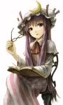  bespectacled book chair face glasses holding holding_glasses kurione_(pixiv) kurione_(zassou) patchouli_knowledge sitting touhou 