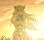  blonde_hair hariyama_(toubou_tengoku) long_hair memusu mother_and_daughter short_hair smile tengen_toppa_gurren_lagann tsuuma 