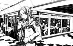  caster casual eating fate/stay_night fate_(series) long_hair monochrome morisoban pointy_ears side_braid toast 