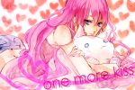  bad_id blue_eyes butt_crack cat denim denim_shorts dimples_of_venus hakuk heart lipstick long_hair lying megurine_luka on_stomach one_more_kiss one_more_kiss_(vocaloid) pink_hair shorts stuffed_animal stuffed_toy very_long_hair vocaloid wavy_hair 