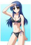  blue_hair brown_eyes front-tie_top long_hair mutsuki_aki original side-tie_bikini solo swimsuit 