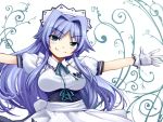  800x600 blue_eyes blue_hair blush gloves hiiro_yuki maid original outstretched_arms solo spread_arms wallpaper 