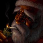  cigarette facial_hair hat jon_taira lighter lowres male realistic santa_claus santa_hat smoking 