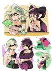  +_+ 2girls aori_(splatoon) english gloves hotaru_(splatoon) inkling multiple_girls nintendo parfait pointy_ears purple_hair speech_bubble splatoon tentacle_hair wong_ying_chee 