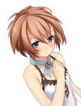  1girl artist_request bare_shoulders blanc blue_eyes blush brown_hair looking_at_viewer neptune_(series) short_hair solo source_request 