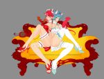  2girls animal_ears artist_request ass azal&eacute;e bare_shoulders blue_eyes blue_hair choker dendrobium flat_color garters gloves high_heels lizard multiple_girls phone red_eyes redhead sitting thigh-highs violet 