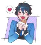  1boy blush ensemble_stars! food happy heart kagehira_mika male_focus spoken_heart 