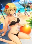  6+boys 6+girls ahoge ball beach beach_chair beach_umbrella beard blonde_hair blue_hair blue_sky bucket character_request clouds cocorosso cooler crossed_arms facial_hair fate/grand_order fate_(series) fishing fishing_rod flower hibiscus highres horns innertube jeanne_alter kicking long_hair multiple_boys multiple_girls outdoors purple_hair ruler_(fate/apocrypha) ruler_(fate/grand_order) sand_castle sand_sculpture shark ship short_hair shorts sitting sky smile solo_focus trowel twintails umbrella wariza yellow_eyes 