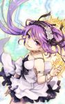  1girl bare_shoulders cocorosso dress euryale fate/grand_order fate_(series) long_hair purple_hair smile solo twintails violet_eyes 