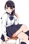  1girl highres matsunaga_kouyou original school_uniform serafuku solo thighs 