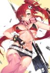  bare_shoulders bikini_top bullet cozyquilt fingerless_gloves gloves gun hair_ornament ponytail redhead rifle scarf short_shorts shorts tengen_toppa_gurren_lagann thigh-highs weapon yoko_littner 