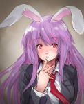  animal_ears blush denizen_tomo long_hair necktie purple_hair rabbit_ears red_eyes reisen_udongein_inaba touhou 