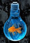  air_bubble animal black_background fish fish_tank goldfish light_bulb no_humans nomiya_(no_38) original water 