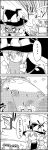  0_0 1girl 4koma apron arms_up block bow cart clone comic commentary commentary_request crescent crescent_hair_ornament greyscale hair_ornament hat hat_bow highres jitome kirisame_marisa mini-hakkero mob_cap monochrome multiple_girls open_mouth patchouli_knowledge shaded_face smile statue tani_takeshi touhou translation_request waist_apron witch_hat yukkuri_shiteitte_ne 
