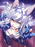  1girl animal_ears black_hanekawa breasts cat_ears fang hanekawa_tsubasa monogatari_(series) musupon214 open_mouth short_hair sketch smile solo white_hair yellow_eyes 