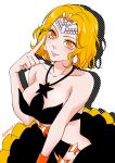  1girl bishoujo_senshi_sailor_moon black_skirt blonde_hair circlet collarbone cowboy_shot highres looking_at_viewer mana0311 mimete_(sailor_moon) orange_eyes short_hair skirt smile solo star twitter_username white_background witches_5 