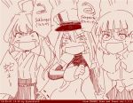  3girls bismarck_(kantai_collection) german italian kantai_collection kongou_(kantai_collection) masukuza_j monochrome multiple_girls roma_(kantai_collection) screaming snake translated 