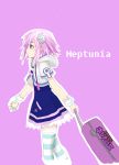  1girl absurdres character_name d-pad from_side hair_ornament highres long_hair luggage michitype_0 neptune_(choujigen_game_neptune) neptune_(series) purple_hair short_hair solo violet_eyes 