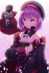  1girl detached_sleeves dress fate/grand_order fate_(series) helena_blavatsky_(fate/grand_order) highres looking_at_viewer purple_hair shiime short_hair smile solo thigh-highs violet_eyes 