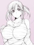  1girl blush breasts hagane_soushi idolmaster idolmaster_cinderella_girls jewelry large_breasts long_hair looking_at_viewer necklace off_shoulder sketch solo totoki_airi twintails 