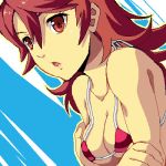  1girl ahoge breasts cleavage enoo long_hair lowres open_mouth red_eyes redhead solo weisheit_(wild_arms) wild_arms wild_arms_xf 