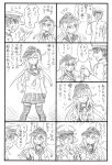  1boy 1girl admiral_(kantai_collection) bangs bbb_(friskuser) closed_eyes comic crying hair_between_eyes hand_on_own_chest hand_up hat hibiki_(kantai_collection) highres horosho kantai_collection long_hair military military_hat military_uniform monochrome neckerchief open_mouth peaked_cap pleated_skirt pointing ramune school_uniform serafuku skirt smile spit_take spitting streaming_tears surprised tears thigh-highs translated uniform waving 