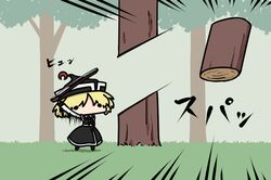  1girl black_dress blonde_hair bow_(instrument) dress forest hat kurokoori lunasa_prismriver nature solo touhou tree 