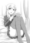  1girl handheld_game_console highres ishii_hisao kantai_collection monochrome page_number solo suzuya_(kantai_collection) 