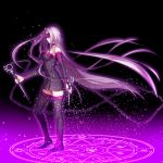 1girl arkray black_legwear chain detached_sleeves fate/stay_night fate_(series) highres holding holding_weapon long_hair purple_hair rider solo strapless thigh-highs very_long_hair 