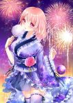  1girl adapted_costume alternate_hair_length alternate_hairstyle ball bangs blue_kimono blush breasts colored_eyelashes cotton_candy eating fireworks floral_print flower frilled_kimono frills gradient gradient_background hair_between_eyes hand_up japanese_clothes kimono long_hair long_sleeves looking_at_viewer night night_sky no_hat obi orange_background patterned_background pink_eyes purple_background reflective_eyes revision ribbon ribbon-trimmed_legwear ribbon_trim saigyouji_yuyuko sash see-through shanghai_bisu sheer_clothes shiny shiny_hair short_kimono sky solo space sparkle star_(sky) starry_sky thigh-highs thighs touhou white_legwear wide_sleeves yellow_background 