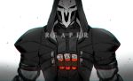  1boy character_name coat hood male_focus mask overwatch reaper_(overwatch) solo trench_coat upper_body weapon 