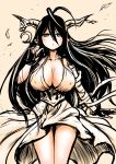  1girl breasts danua granblue_fantasy horns kanno_takanori large_breasts long_hair partially_colored pointy_ears sketch solo 