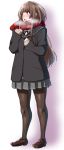  1girl amagami blazer blush brown_eyes brown_hair jacket kamizaki_risa long_hair pantyhose pleated_skirt scarf school_uniform shouji_nigou skirt tagme visible_air 