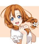  blue_eyes blush clouble dress kousaka_honoka love_live!_school_idol_project orange_hair short_hair smile twin_braids 