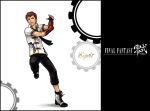  1boy boots brown_eyes brown_hair character_name copyright_name eight_(fft-0) final_fantasy final_fantasy_type-0 fingerless_gloves gloves hare_(pixiv5846065) necktie open_mouth short_hair teeth white_background 