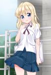  1girl aislinn_wishart blonde_hair blue_eyes chiru highres saki school_uniform short_hair smile standing 