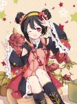  1girl \m/ black_hair bondson bow double_\m/ hair_bow japanese_clothes love_live!_school_idol_festival love_live!_school_idol_project nico_nico_nii twintails yazawa_nico 