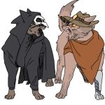  2boys angry animal animal_ears animalization black_cloak black_clothes blizzard_(company) brown_fur bullet cat cat_ears cat_tail cowboy_hat grey_fur hat hiss hood lillu lowres mask mccree_(overwatch) multiple_boys overwatch paws poncho prosthesis prosthetic_leg reaper_(overwatch) slit_pupils tagme tail trench_coat whiskers yellow_eyes 