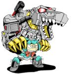  1boy 1girl android autobot character_request glowing grimlock humanoid_robot kamizono_(spookyhouse) lowres machine machinery mecha no_humans open_mouth original robot science_fiction transformers tyrannosaurus_rex 